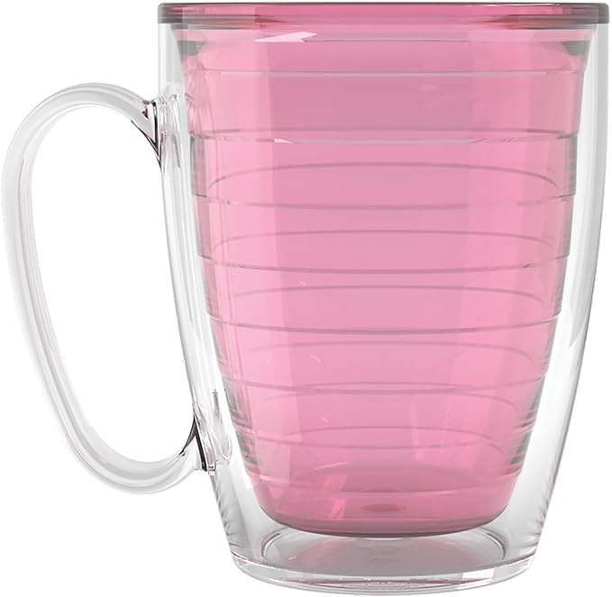 Tervis Clear & Colorful Tabletop Made in USA Double Walled Insulated Tumbler Travel Cup Keeps Drinks Cold & Hot, 16oz Mug, Pink Sand by TervisTumblerCompany