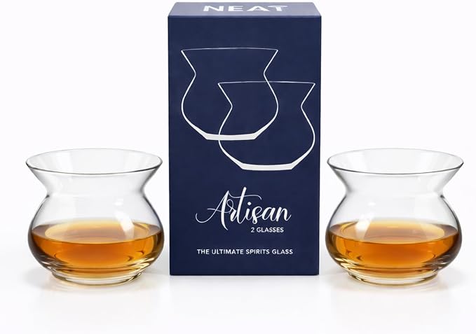 Neat Glass Artisan Spirits Glasses 2 Pack | Official Competition Judging Glass | European Crystalline Smooth Nosing Experience Reveal Subtle Aromas & Complexities Tasting Glass for Evaluating Spirits by ARSILICA