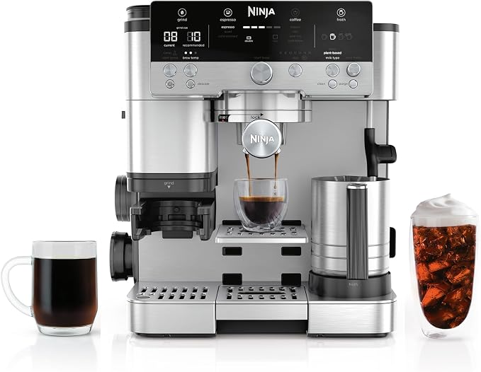 Ninja Luxe Café Premier 3-in-1 Espresso Machine, Drip Coffee, & Cold Brew | Built-in Grinder, Hands-Free Milk Frother, and Assisted Tamper for Cappuccinos & Lattes, Stainless Steel, ES601 by Unknown