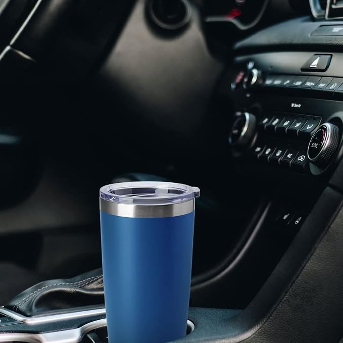 HASLE OUTFITTERS 20oz Tumblers Stainless Steel Mugs with Lid Double Wall Vacuum Insulated Coffee Cups for Cold & Hot Drinks (20oz-Dark Blue, 1 Pack) - Image 5