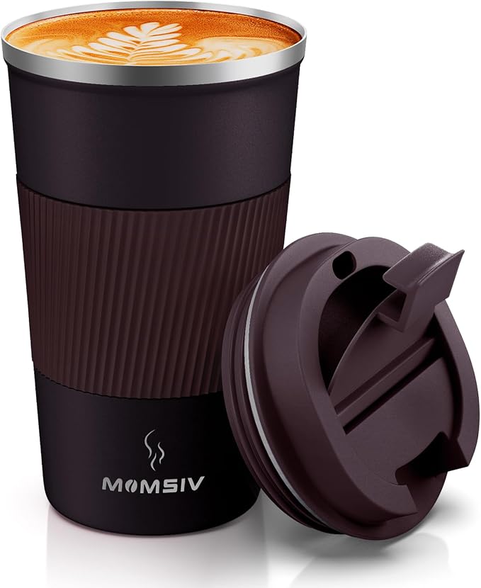 MOMSIV 17oz Travel Coffee Mug, Insulated Coffee Cup with Leakproof Lid | 6-Hour Heat Retention, 360°Leak proof, Vacuum Stainless Steel Double Walled, BPA-free, Reusable And To Go Coffee Mug by MOMSIV