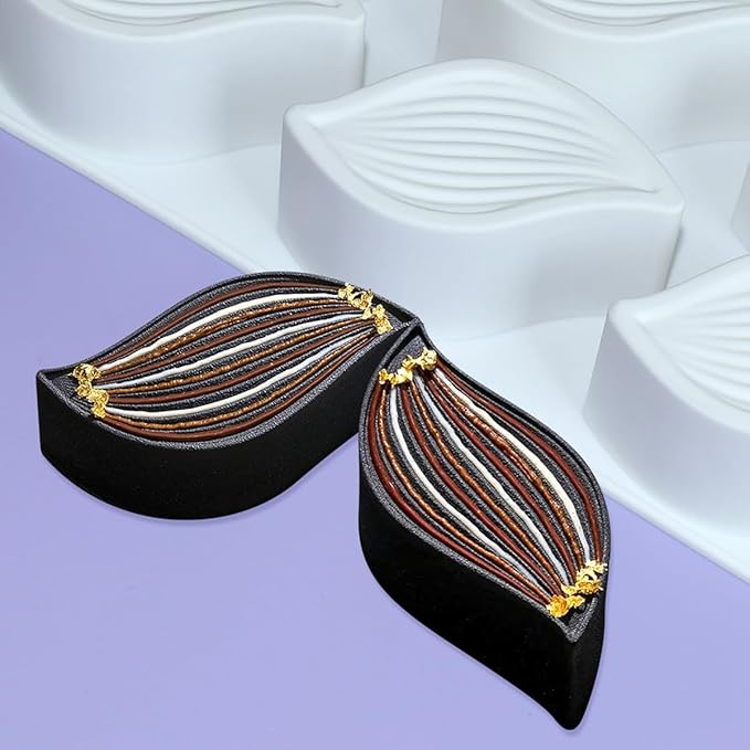 mostsom 3D Silicone Mousse Mold Wave Leaf Shape Mould for Baking Premium Nonstick Chocolate, Cake, Candy, Brownie, French Dessert, Pastry, Ice Cream Molds (A_ Wave Leaf)