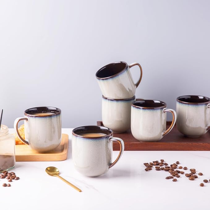 LERATIO 12OZ Ceramic Coffee Mugs Set of 6, Large Porcelain Coffee Cups With Large Handle For Latte,Cappuccino,Milk,Cocoa,|Dishwasher&Microwave Safe Mug Sets,Ideal for Man,Woman,Dad, Mom - Image 7