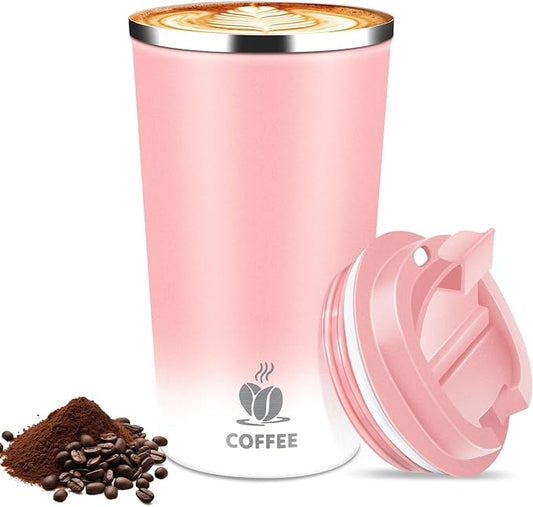 17oz Insulated Travel Coffee Mug with Flip Lid – Leakproof Stainless Steel Insulated Coffee Tumblers, Reusable Coffee Cup for Hot & Cold Drinks, Perfect for Camping & On-the-Go by Hwawhin