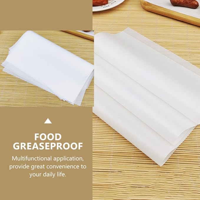 500pcs Disposable White Oil Absorbing Greaseproof Paper Sheets for Baking and Cooking, Non-stick 8 Inch Square Parchment Paper for Pizza, Bread, French Fries and Snack Wrapping - Image 4