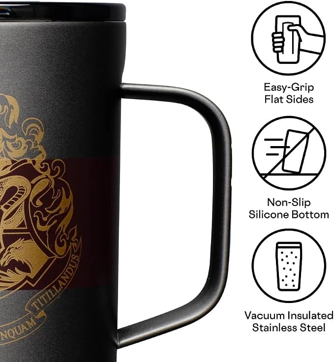 Corkcicle Harry Potter Coffee Mug - Stainless Steel Insulated Cup With Lid For Tea & Coffee - Non-Slip Silicone Base - Durable Travel Mug - Dishwasher Safe - BPA Free - 16 oz - Hogwarts Crest - Image 4