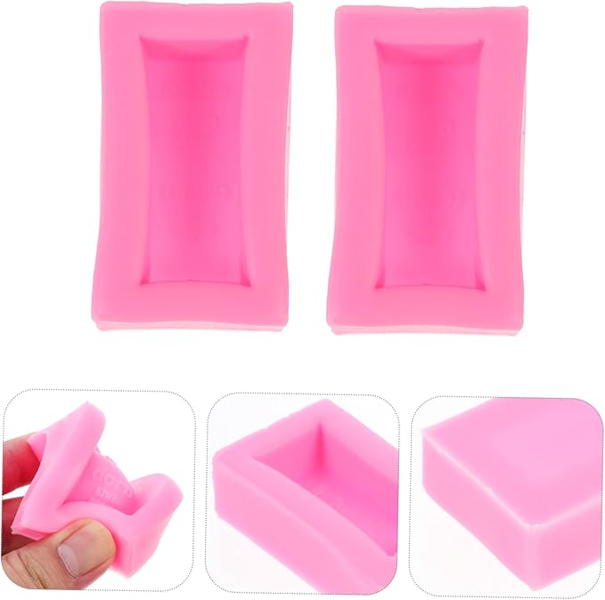 2pcs Silicone Chocolate Mold Gold Bar Shape Non-stick Creative Candy Mould for DIY Cake Decoration Baking Tool Pink Color