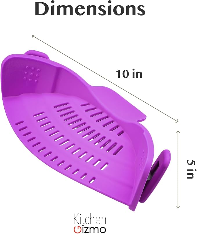Kitchen Gizmo Snap N Strain Pot and Pasta Strainer - Strainers and Colanders - Adjustable Silicone Clip On Strainer for Pots, Pans, and Bowls - Kitchen Colander - Purple - Image 3