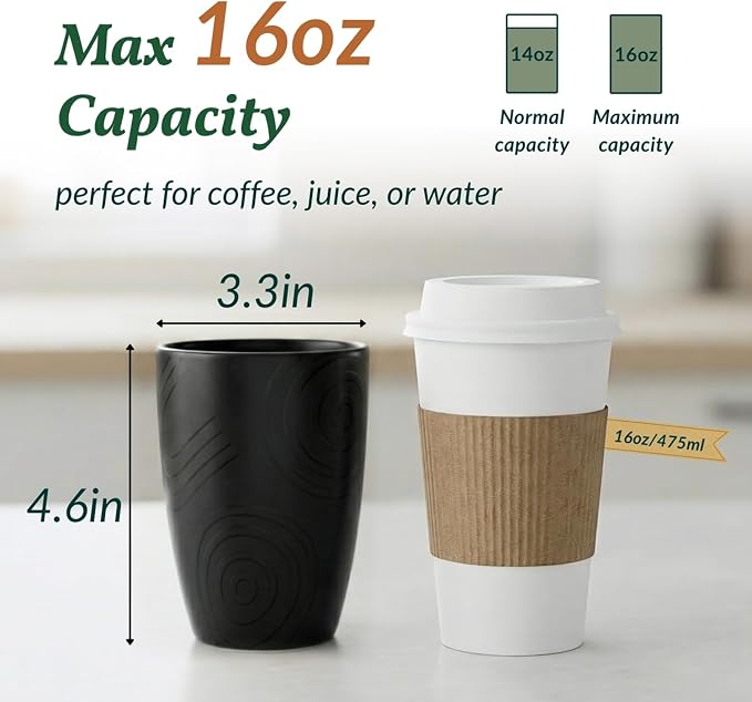 Homienly Drinking Glasses 16oz Wheat Straw Cups-Stackable and Reusable Cups, Alternative to Plastic Cups for Iced Coffee, Smoothies,Iced Tea-Black Grey - Image 4
