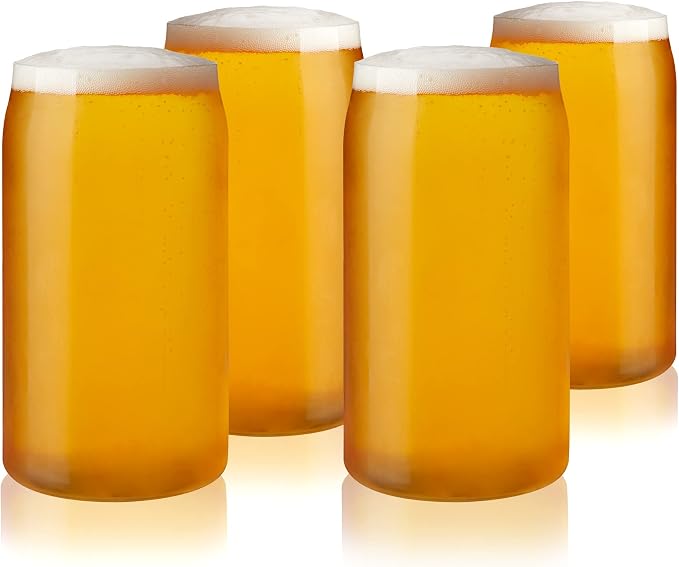 True Beer Can Glasses, Clear Tumblers, Superior Cocktail, Water, Juice, Iced Coffee, Soda, Beverage Drinking Glass, Kitchen Glassware Sets, Drinkware, Home Bar, 16 oz Set of 4 - Image 6