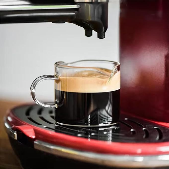 Glass Espresso Cups Set of 2, 4 OZ Double Spouts Cups, Espresso Coffee Bar Espresso Accessories