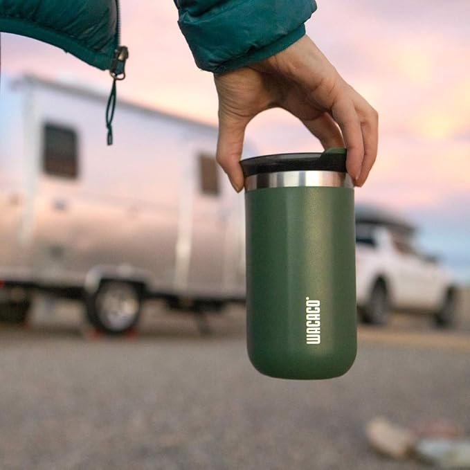 WACACO Octaroma Lungo Vacuum Insulated Coffee Mug, Double-wall Stainless Steel Travel Tumbler With Drinking Lid, 10 fl oz(300ml), Pomona Green - Image 5