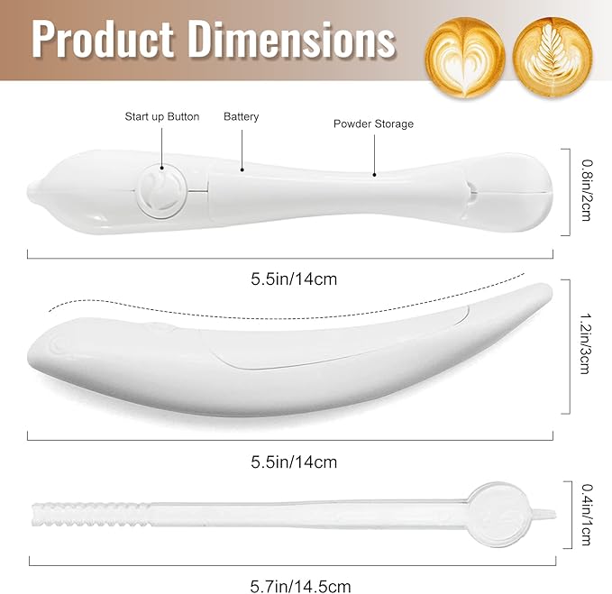 Latte Art Pen, Electrical Coffee Carving Pen, Spice Pen for Coffee Art, Cake Decoration Portable Pen Cappuccino Coffee Carving Pen Professional Baking Pastry Tools