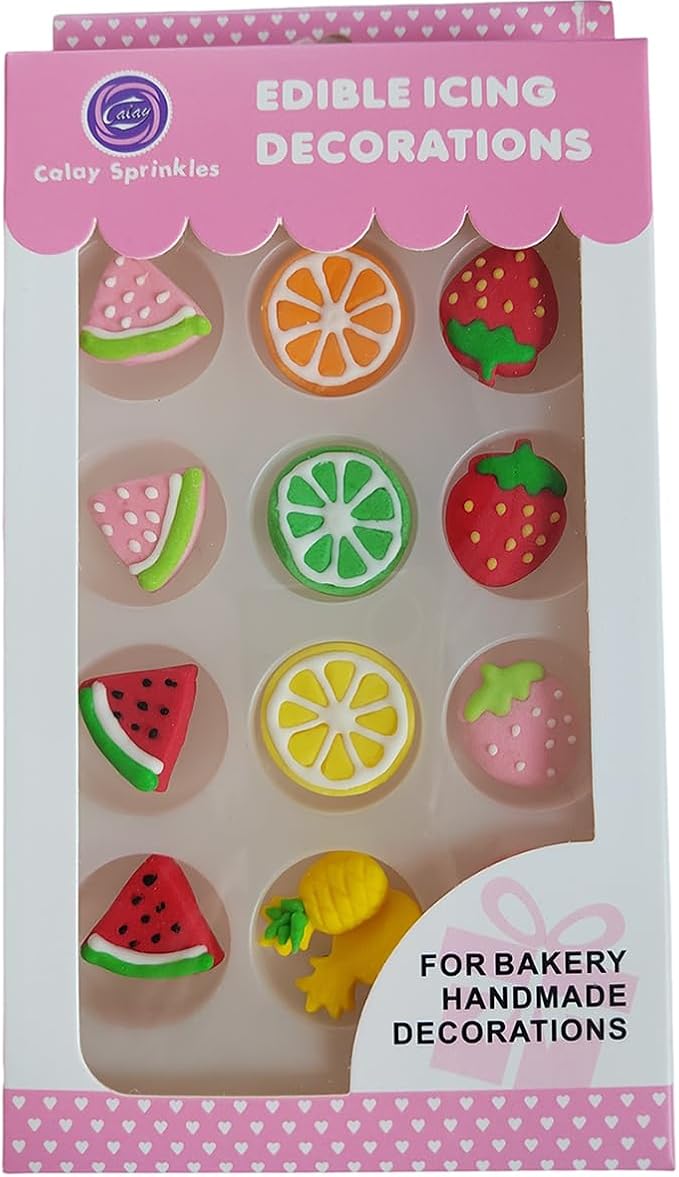 Edible Fruit Cake Decorations, Edible Watermelon Pineapple Strawberry Cupcake Toppers, DIY Cake Toppers Icing Frosting Cookie Decorating Birthday Halloween Christmas Supplies - Image 4