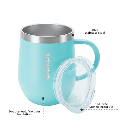 BJPKPK 2PCS Insulated Coffee Mug with Lid, 12oz Stainless Steel Tumbler | Travel Coffee Mug with Handle, Vacuum Insulated Tumbler Cup for Camping, Office, Home, BPA Free Lid, Hot & Cold - Image 2