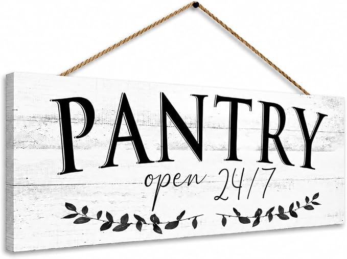 1 KINGO Rustic Pantry Signs Wall Decor: Farmhouse Kitchen Wall Art 6" x 14.5" Canvas Print Decorative Plaque Wall Hanging Open 24/7 Sign for Pantry Dining Room Home Decor - Image 4