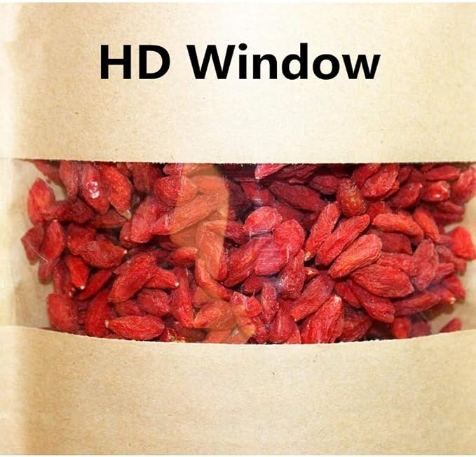 Kraft Heat Sealable Stand Up food Pouches Paper Mylar Bags With Clear Window And Zipper, Heavy Duty Decorative Resealable Recycled For DIY Homemade Chips Candy Cookies Christmas (50pcs 6x9+3.2 inch) - Image 4
