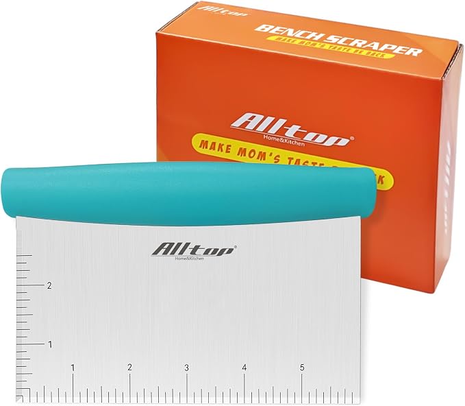 ALLTOP Bench Scraper & Chopper for Kitchen - Ideal Baking Essential Utensil,Stainless Steel Pastry/Dough/Food Cutter Tool for Cake Pizza Bread,Cooking - 1 Pack,Blue by ALLTOP