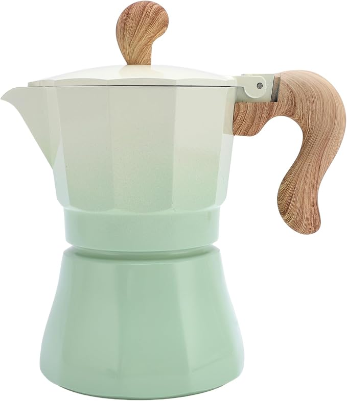 Kavolet Stovetop Coffee Maker Pot Maker 150ml Aluminum Single Valve Coffee Machine placeholder with Rapid Even Heating for Lovers Beginners (Gradient Green) - Image 6