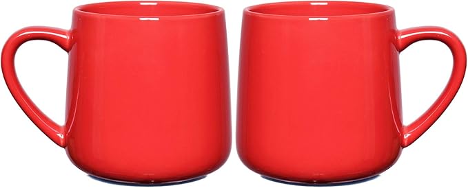 Bosmarlin Glossy Ceramic Coffee Mugs Set of 2, Tea Cup for Office and Home, 18 oz, Suitable for Dishwasher and Microwave(Red, 2) by Bosmarlin