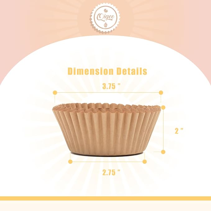 qiqee Natural Brown Cupcake Liners, 600 Count, Jumbo Size - Image 5