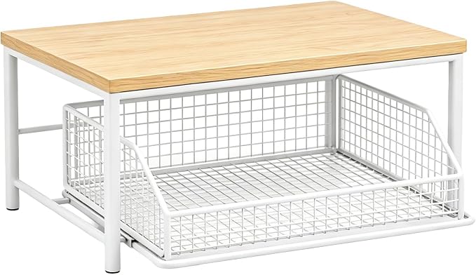 Sakerplus Coffee Pod Holder with Drawers (White) | Coffee Pod Organizer and Coffee Pod Storage for Countertop, Metal Basket Coffee Pod Drawer Organizer for Kitchen, Office by SakerPlus
