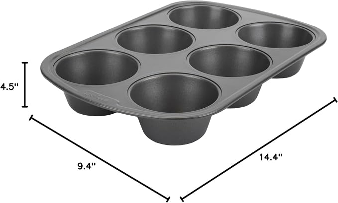 GoodCook Everyday Nonstick Steel Jumbo Texas Muffin Pan, 6-cup, Gray - Image 8