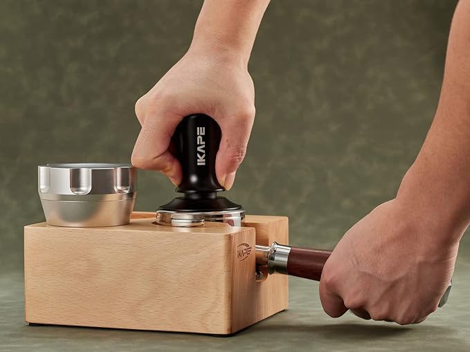 IKAPE 51mm Espresso Tamper, Premium Barista Coffee Tamper with Calibrated Spring Loaded, 100% Flat Stainless Steel Base Tamper for Espresso Machine(Black)