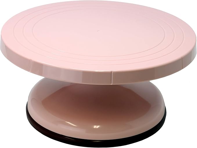 Creative Hobbies 10.5 Inch Rotating Cake Decorating Turntable - Pink Plastic - Revolving Cake Stand, Banding Wheel, Sculpture Stand with Sturdy Base