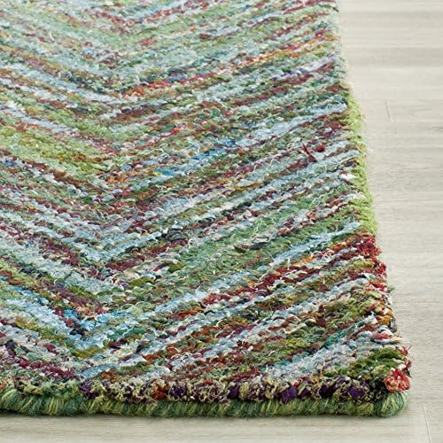 SAFAVIEH Nantucket Collection Accent Rug - 4' x 6', Blue & Multi, Handmade Modern Abstract Chevron Cotton, Ideal for High Traffic Areas in Entryway, Living Room, Bedroom (NAN141C) - Image 4