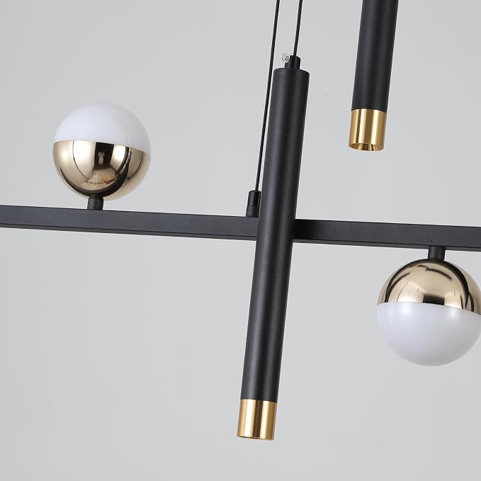 ORANOOR LED Modern Chandeliers, 39inch Dimmable Black Gold Pendant Lighting | Kitchen Pendant Lighting Over Island, Linear Ring Globe Chandelier Light Fixtures for Dining Room Lights Ceiling Hanging ﻿ - Image 7