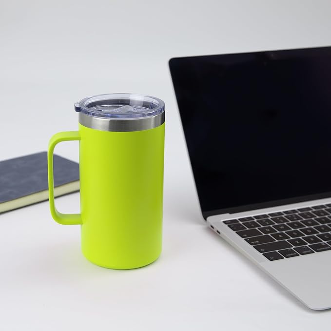 DOMICARE 24oz Mug with Handle and Lid, Stainless Steel Coffee Mug, Reusable Insulated Cup, Travel Mug with Handle, Double Wall Vacuum Coffee Tumbler for Men and Women, Light Green, Pack 1 - Image 6