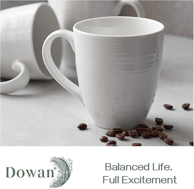 DOWAN Coffee Mugs, 17 Oz Coffee Mug Set of 6, Corrugated Tea Mugs (White) - Image 2