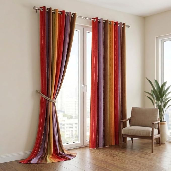 Urban Villa Cotton Grommet Curtains 52x84 (2 Panels) Red Stripes by CottonTrends