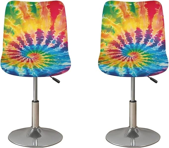 Tie Dye Bar Stools Covers 2 Pcs Barstool Slipcovers Elastic Stool Cushion Cover Swivel Barstool Covers Slipcovers for Low Short Back by Sellikakes
