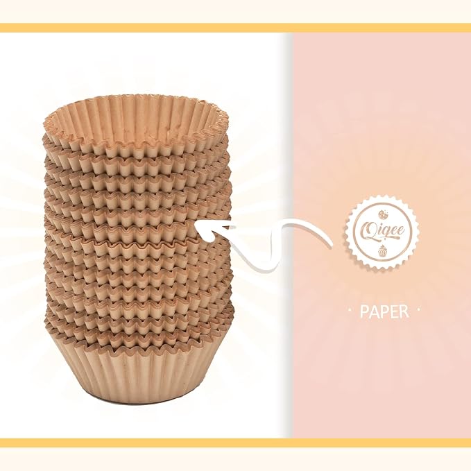 qiqee Natural Brown Cupcake Liners, 600 Count, Jumbo Size - Image 4