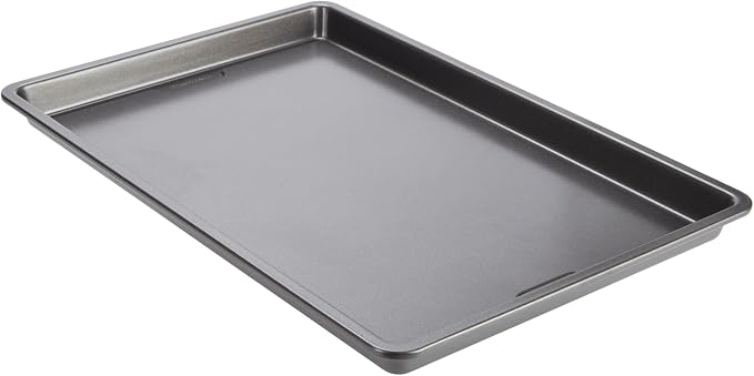 Gray 17 x 11 Inch Nonstick Carbon Steel Baking Sheet Pan, Heavy Duty Warp Resistant Cookie Tray, Oven Safe Easy Clean Bakeware for Cookies, Pastries & Vegetable Roasting by Unknown