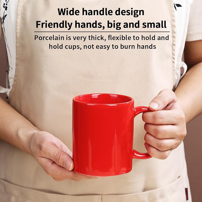 Evanda Coffee Mugs Set of 6 Pieces 12oz, Ceramic Cups with Handle for Latte, Hot Tea, Cappuccino, Mocha, Cocoa, Milk, Dishwasher Safe, Mutil Colors - Image 5