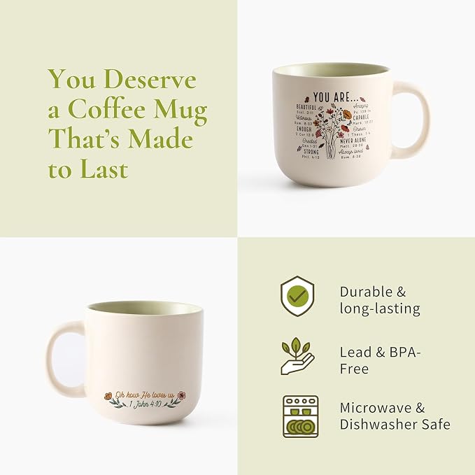 Christian Gifts – Bible Verse Ceramic Coffee Mug 14oz, Wildflower Faith Mug, Dishwasher & Microwave Safe, Inspirational Gift for Friends & Women - Image 4