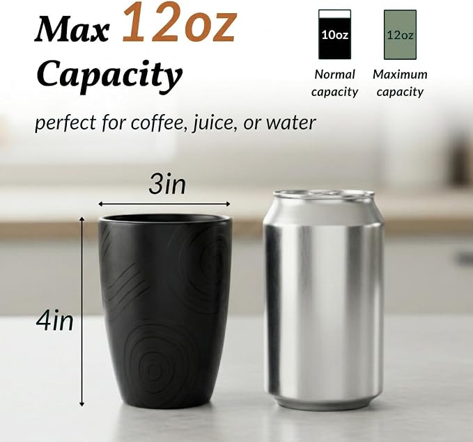 Homienly Glasses Drinking Set 12 OZ Wheat Straw cups- Reusable Drinking Vessel,Dishwasher Safe Cups for Kitchen-Grey Stone - Image 2
