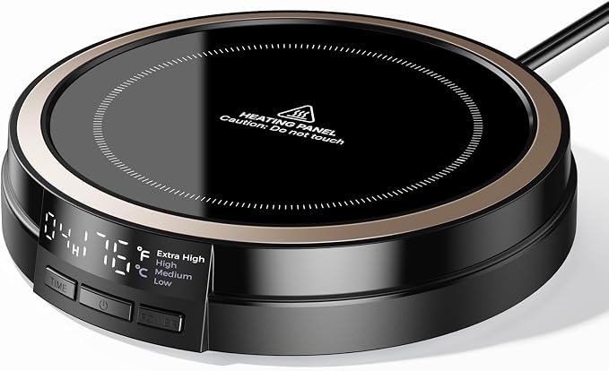 Coffee Mug Warmer for Desk, 50W, Cup Warmer 4 Temps & Timer- Black | Smart Display; 12H Timer; Auto Shut Off; Fast Heating; Easy-Clean; Candle Warmer Plate; UL Certified Gift for Coffee Lovers by BEARWIND