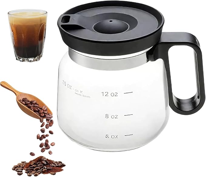 Mini Coffee Pot Mug 16oz Clear Glass Coffee Pot Mug with Handle and Straw-Type Travel Lid for Hot Teas Hot Chocolate