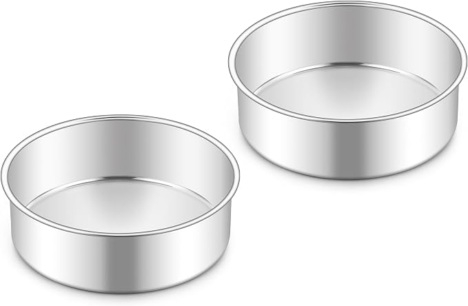 Homikit 6 Inch Cake Pan Set of 2, Stainless Steel Round Cake Pans, 2” Deep Small Nonstick Layer Cake Tins Baking Pan for Wedding Birthday Baby Shower Party, Mirror Finish & Dishwasher Safe by Homikit