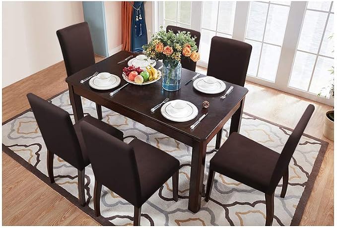 Fuloon 4 Pack Super Fit Stretch Removable Washable Short Dining Chair Protector Cover Seat Slipcover for Hotel, Dining Room, Ceremony, Banquet Wedding Party | Solid Chocolate, Set of 4, Super Fit, Stretch, Removable, Washable, Suits for Hotel, Dining R... - Image 2