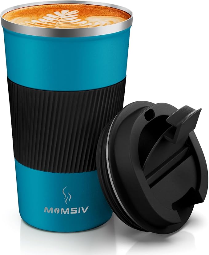 MOMSIV 12oz Travel Coffee Mug, Insulated Coffee Cup with Leakproof Lid | 6-Hour Heat Retention, 360°Leak proof, Vacuum Stainless Steel Double Walled, BPA-free, Reusable And To Go Coffee Mug by MOMSIV