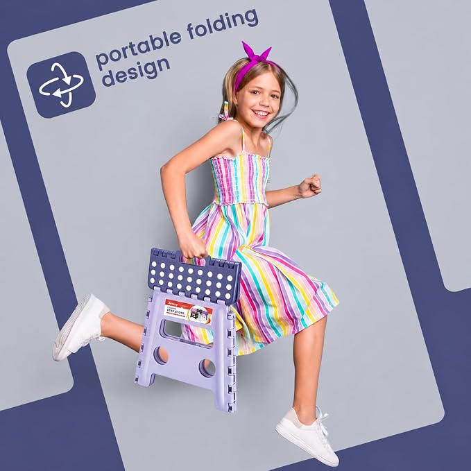 ACSTEP Foldable Step Stool for Adults 13 Inch, 300 lbs, Purple | Lightweight Stepping Stool with Handle and Non-Slip Surface, for Reaching Kitchen Cabinets, Bathroom Shelves and Closets - Image 4
