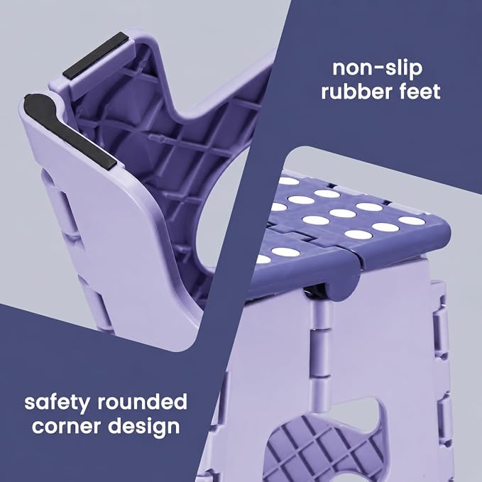 ACSTEP Foldable Step Stool for Adults 13 Inch, 300 lbs, Purple | Lightweight Stepping Stool with Handle and Non-Slip Surface, for Reaching Kitchen Cabinets, Bathroom Shelves and Closets - Image 6