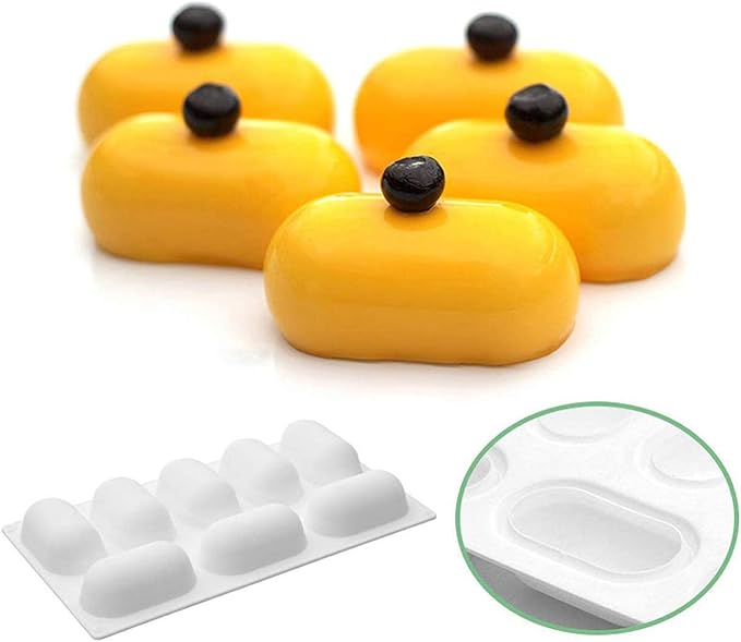 Silicone Molds Baking for Mousse Cake, 3D Baking Molds Dessert Mould for Chocolate Pastry Jelly Cheesecake, Pillow Shape (8-Cavity)