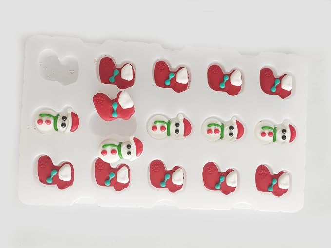 Edible Christmas Themed Snowman Sugar cake decorations, Christmas Stocking cupcake toppers, perfect Icing Cookies decro for Gingerbread House, Cupcakes, Cake, Macaron, Cookies, and Cakecicles - Image 4