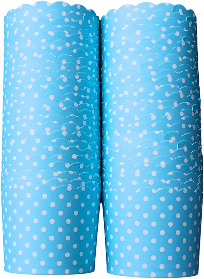 Paper Baking Cups (Polka Dots), Greaseproof Disposable Cupcake Liners (Turquoise, Large Cups (50-Pack)) by Bake-In-Cup